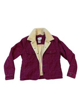 L.L.Bean Sherpa Lined Corduroy Trucker Jacket Berry Pink Size S
